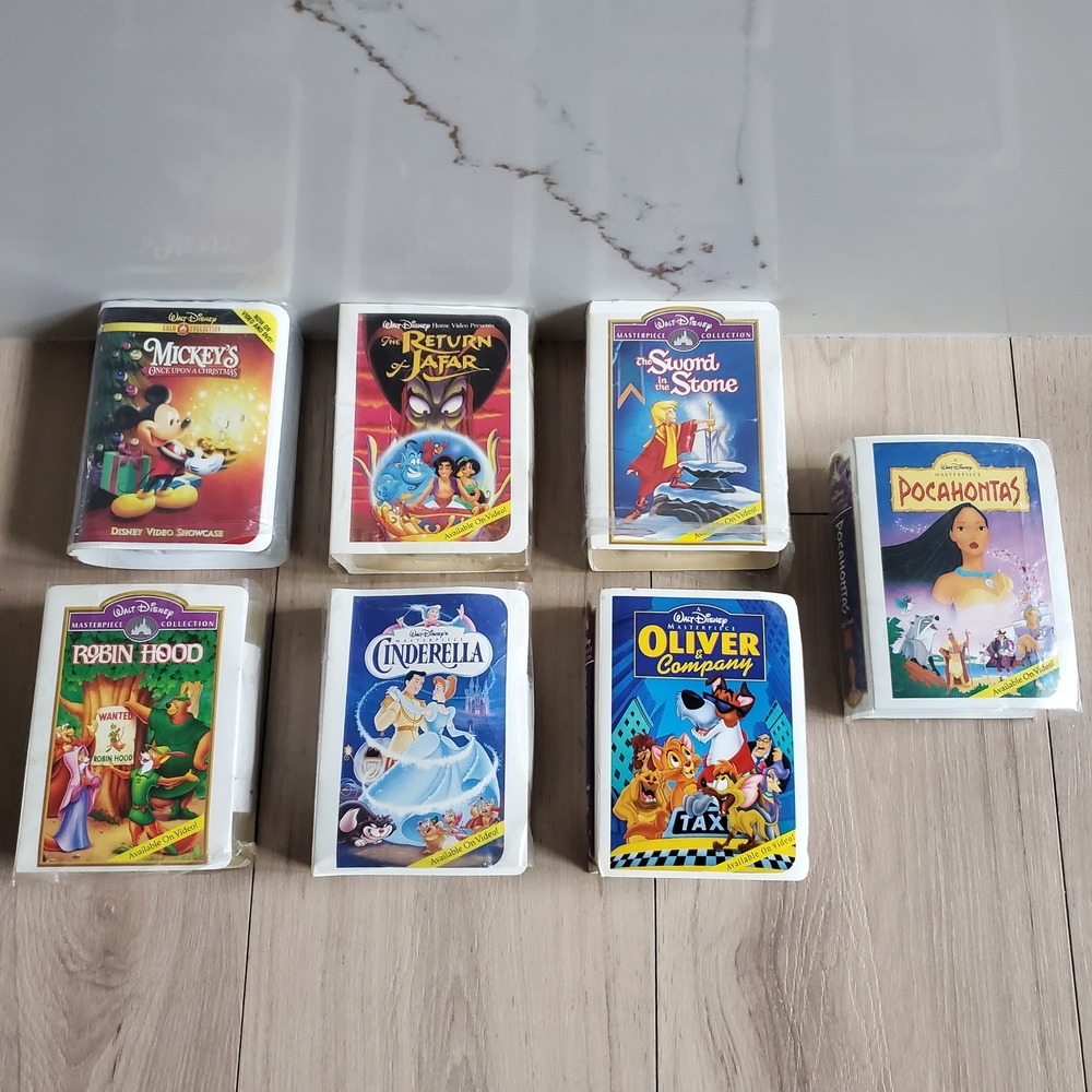Vintage Disney VHS Case Figures Lot of 7 McDonald Happy Meal Toy 1995 Collection